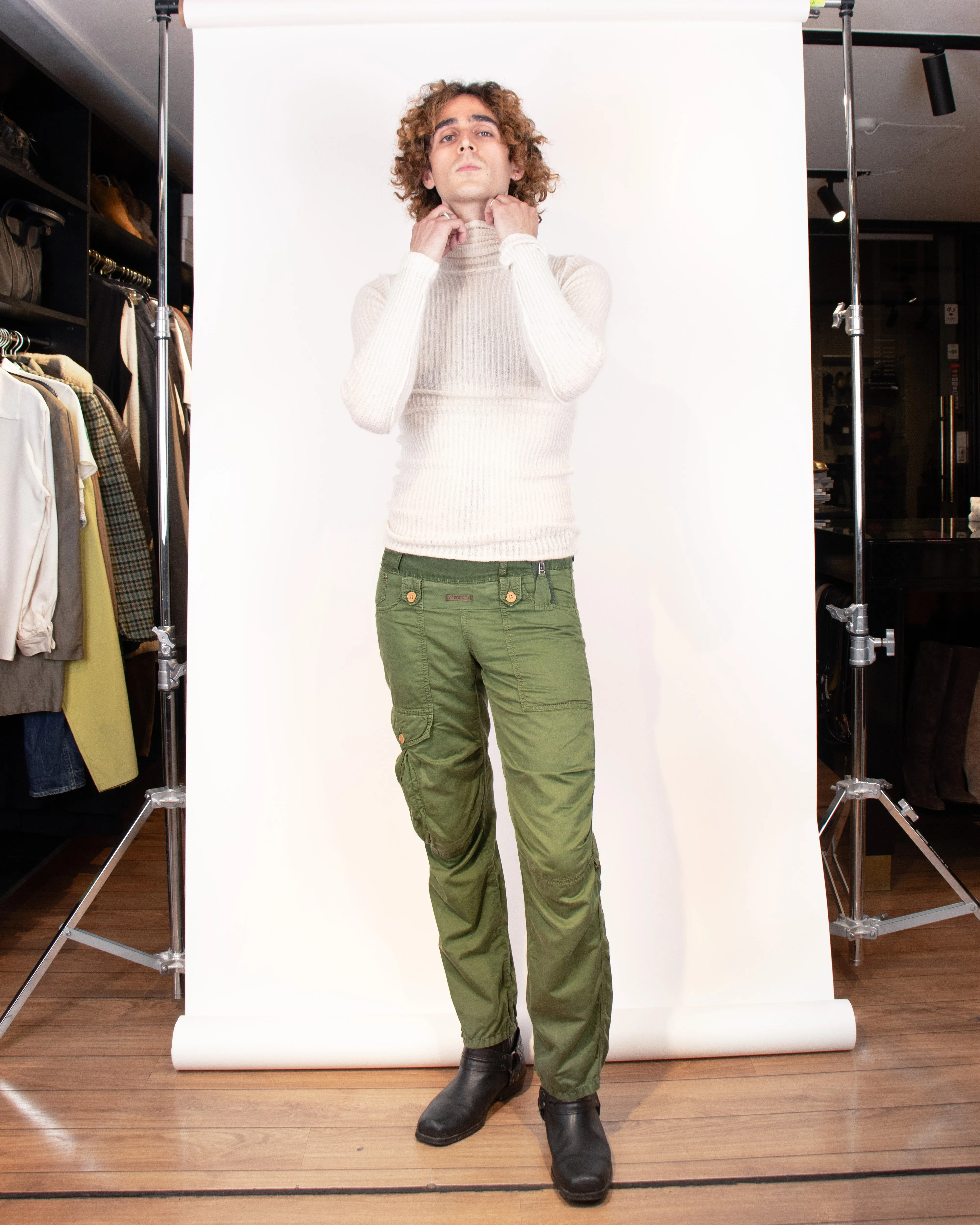 2000s Marithé et Francois Girbaud Green Cargo Pants M