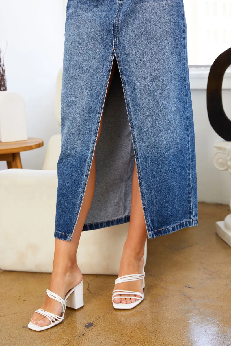 90'S MAXI  Denim Skirt