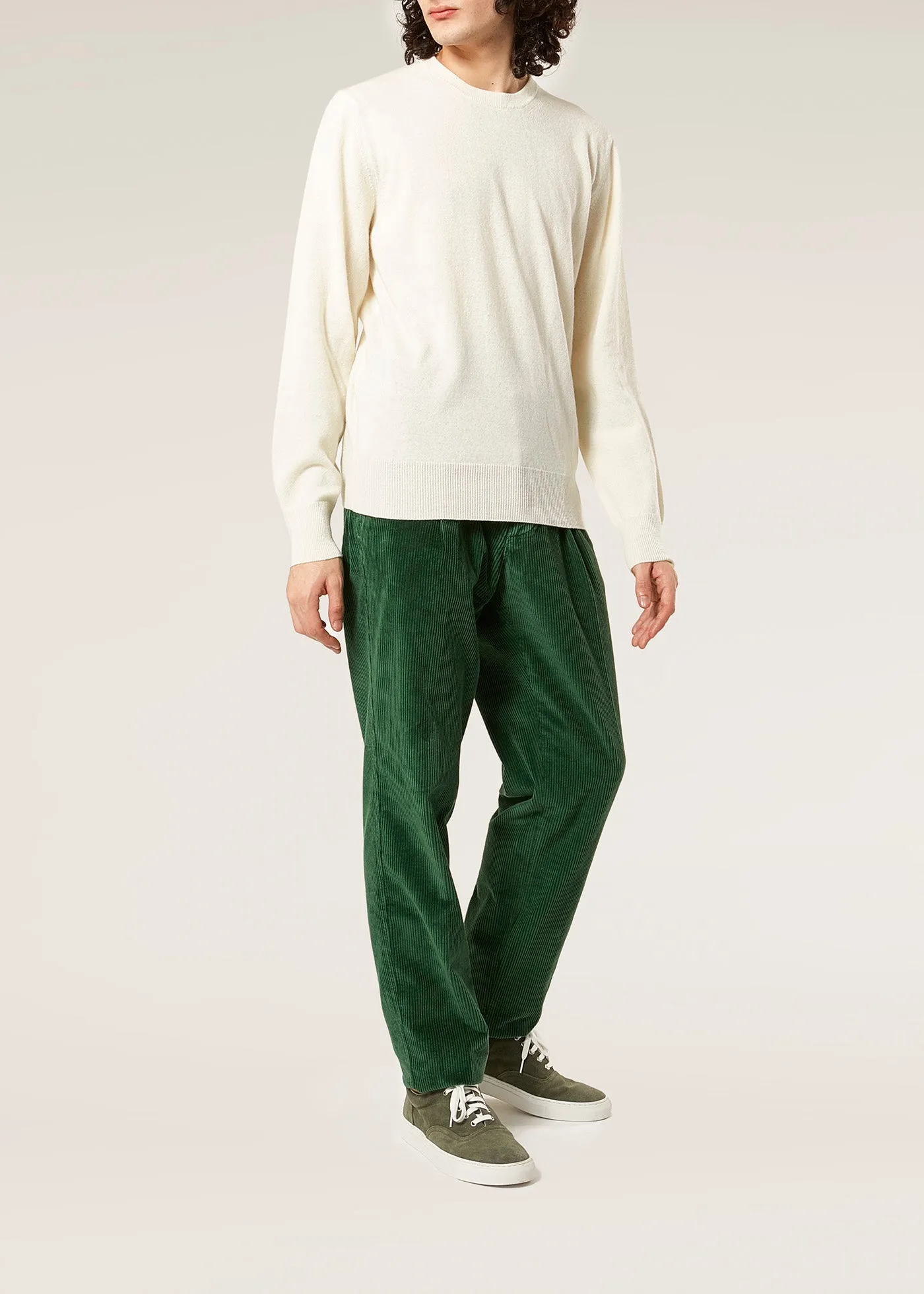 AANTIOCO SINGLE PLEATD COTTON CORDUROY TROUSERS