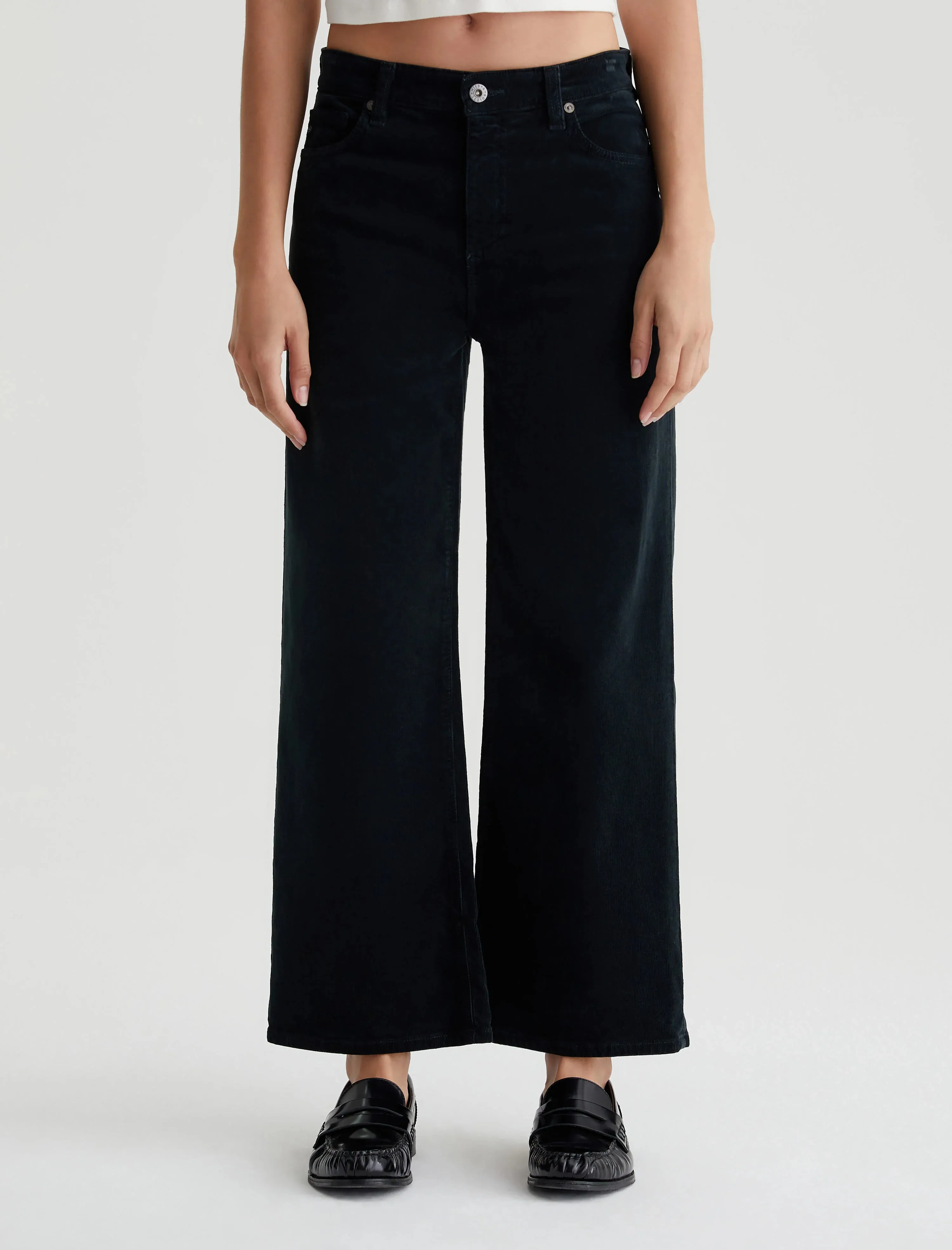 AG Denim Saige Wide Leg crop Black Corduroy