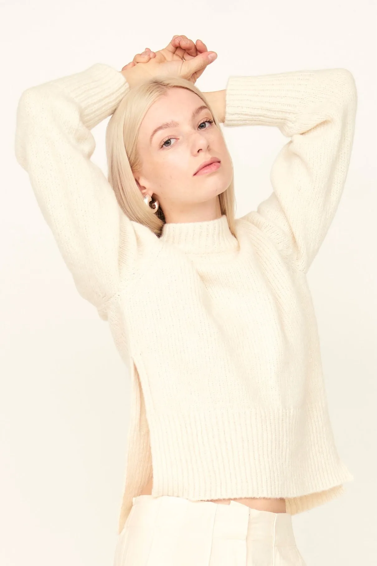 Aspen Open Side Pullover in Ivory