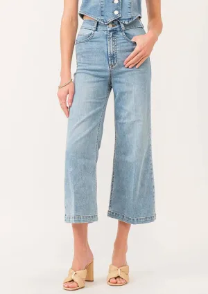 Audrey Super High Rise Cropped Jeans - Shelby Chambray