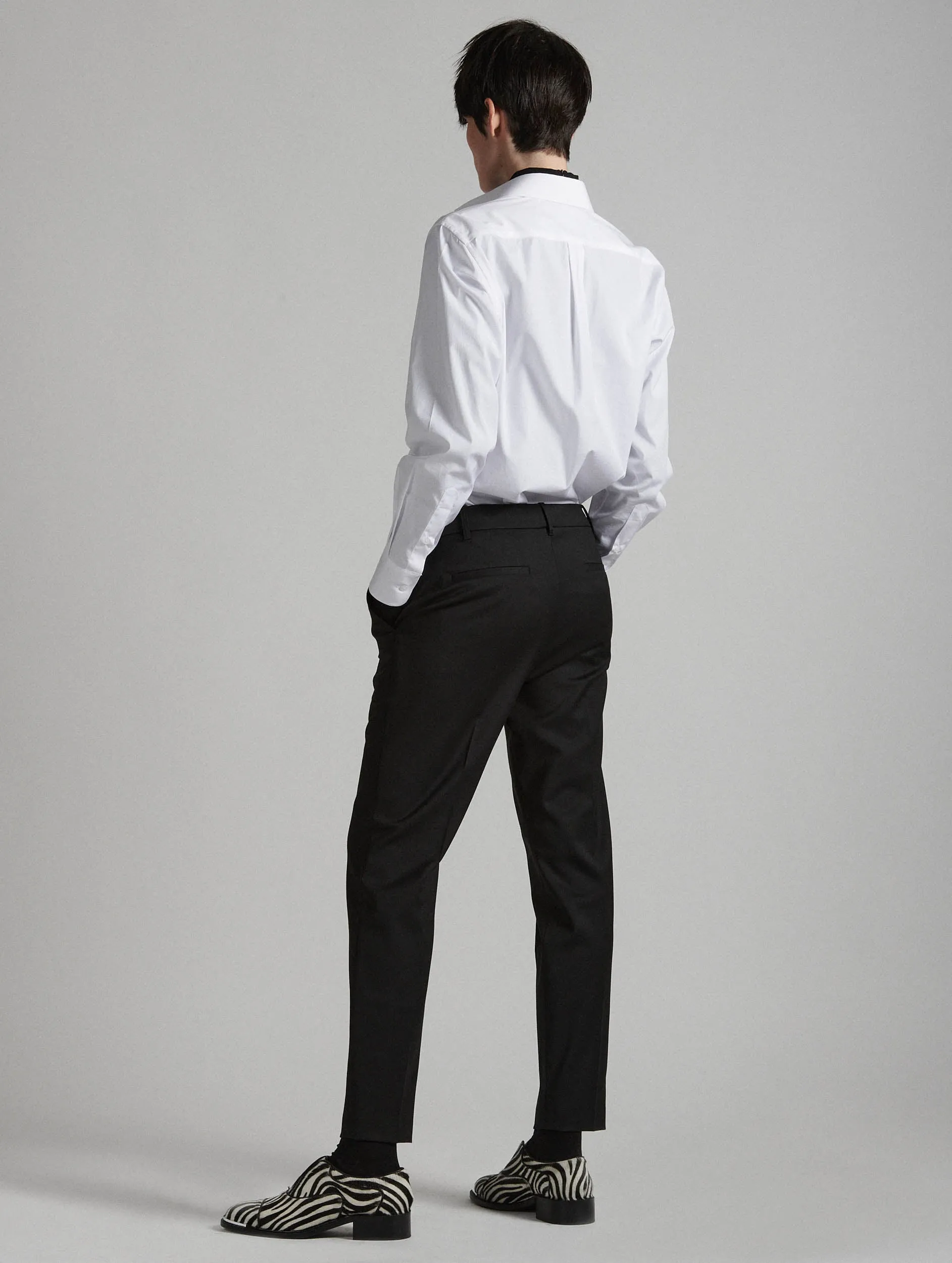 Black stretch wool gabardine roxy trousers