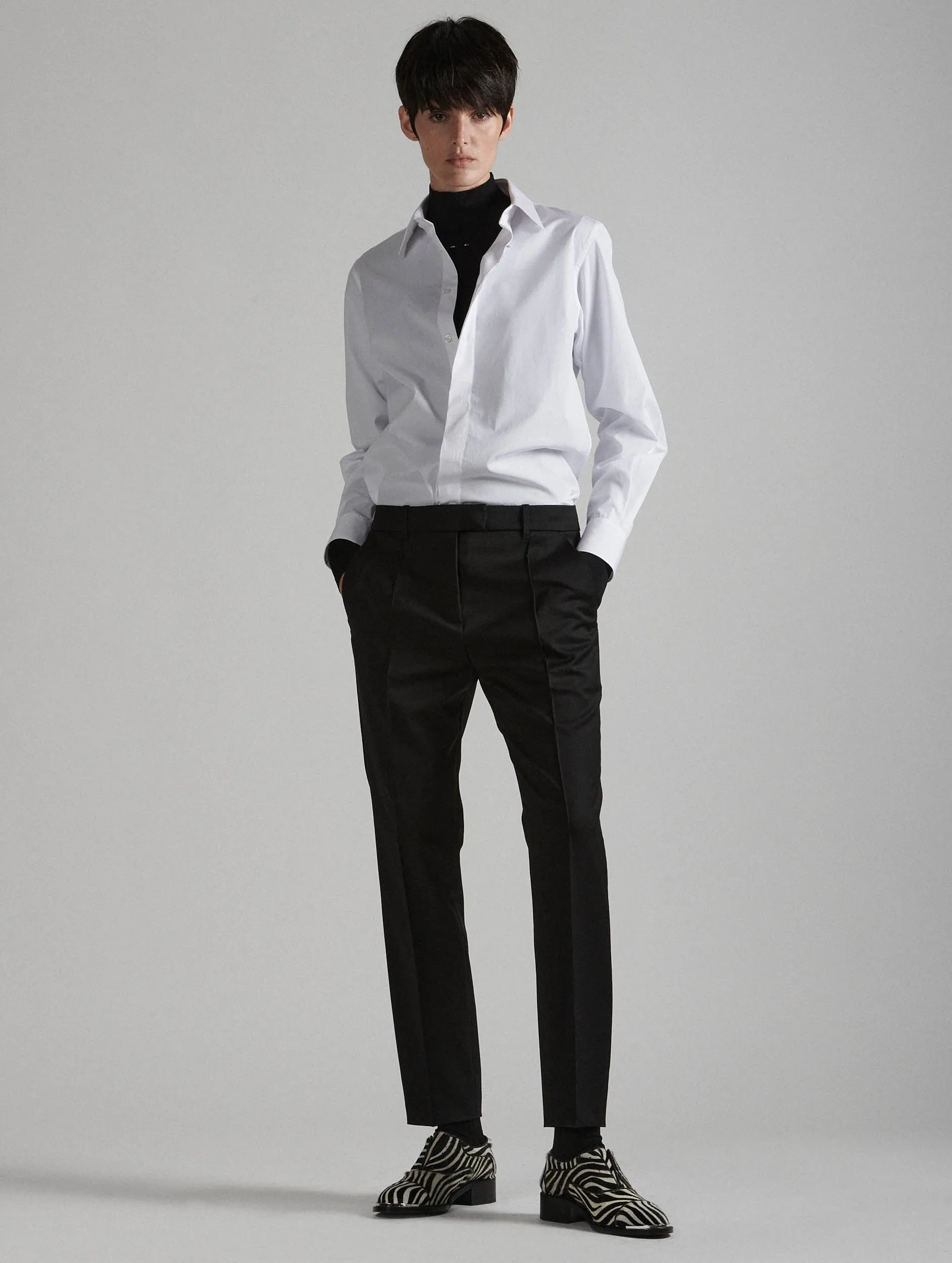 Black stretch wool gabardine roxy trousers