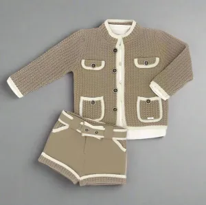 Boys Camel and Cream Knit Set