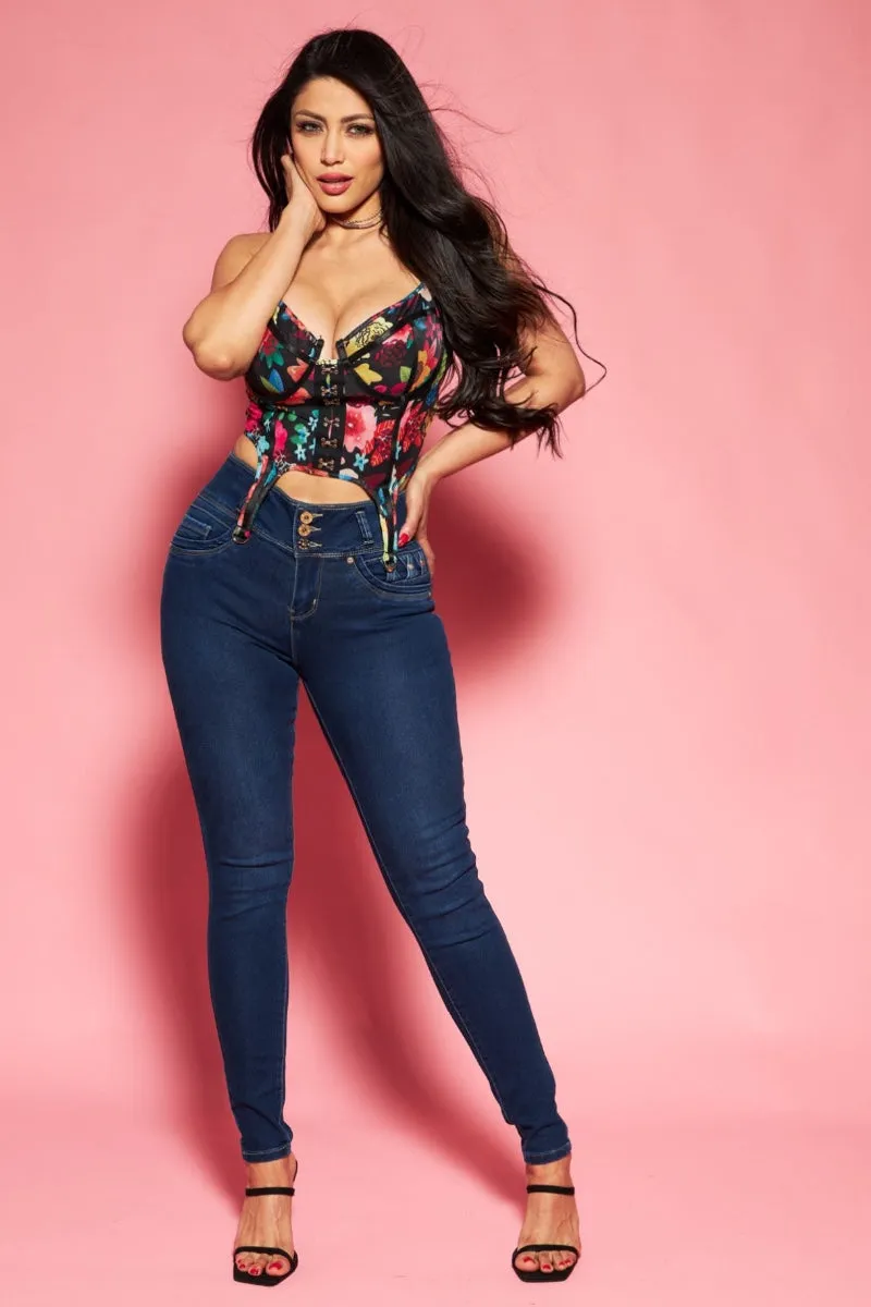 Brittney High Waist Studded Push Up Jeans