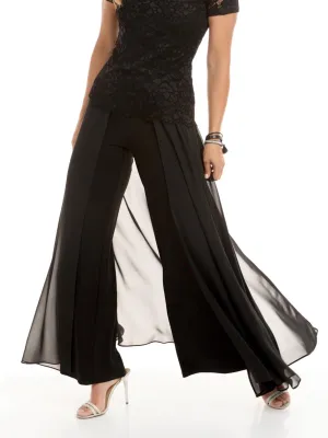 Chiffon Overlay Pant, Black