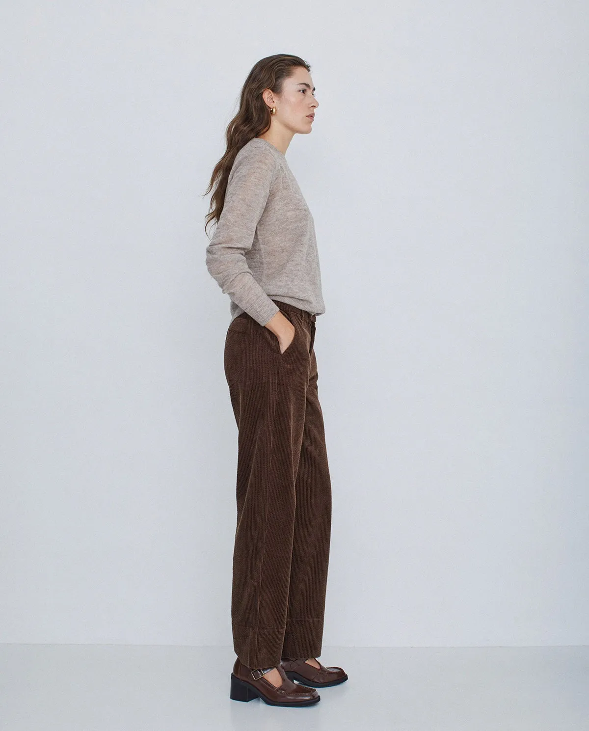 Corduroy Suit Trousers in Brown