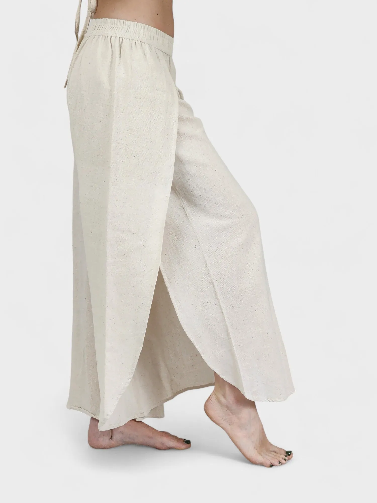 Cream Jute Fly Away Trousers