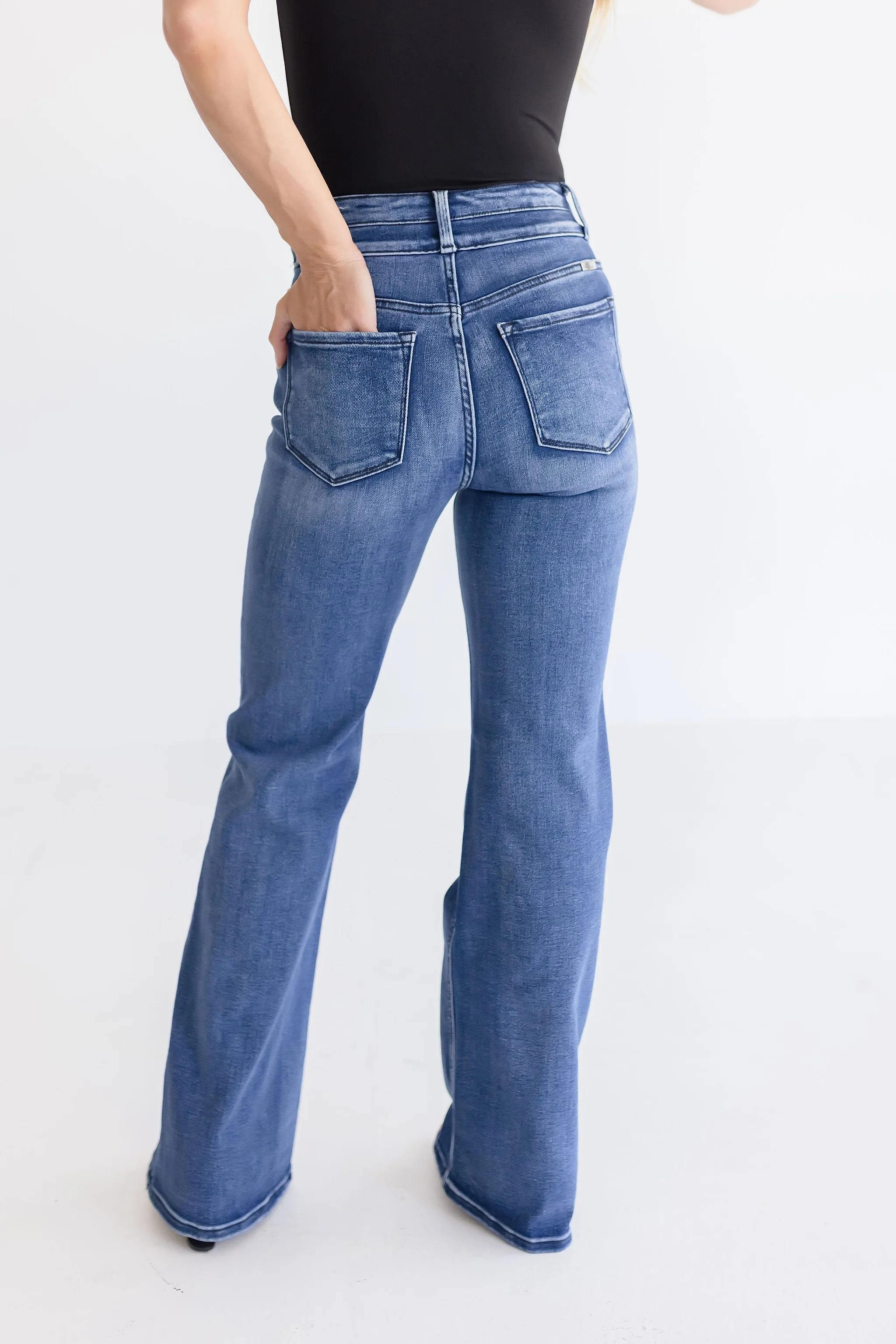 Davie High Rise Flare Leg Jeans Dark Wash