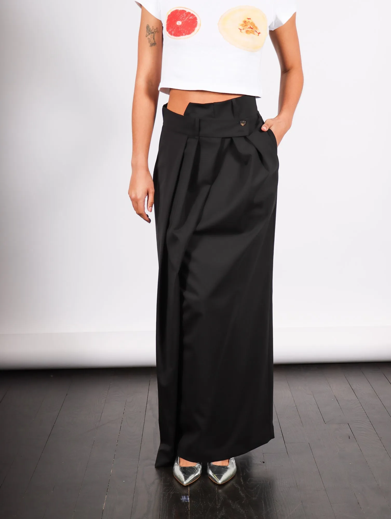 Deconstructed Skirt in Black by A.W.A.K.E. Mode