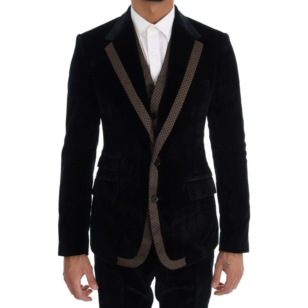 Dolce & Gabbana Elegant Blue Three-Piece Slim Fit Suit