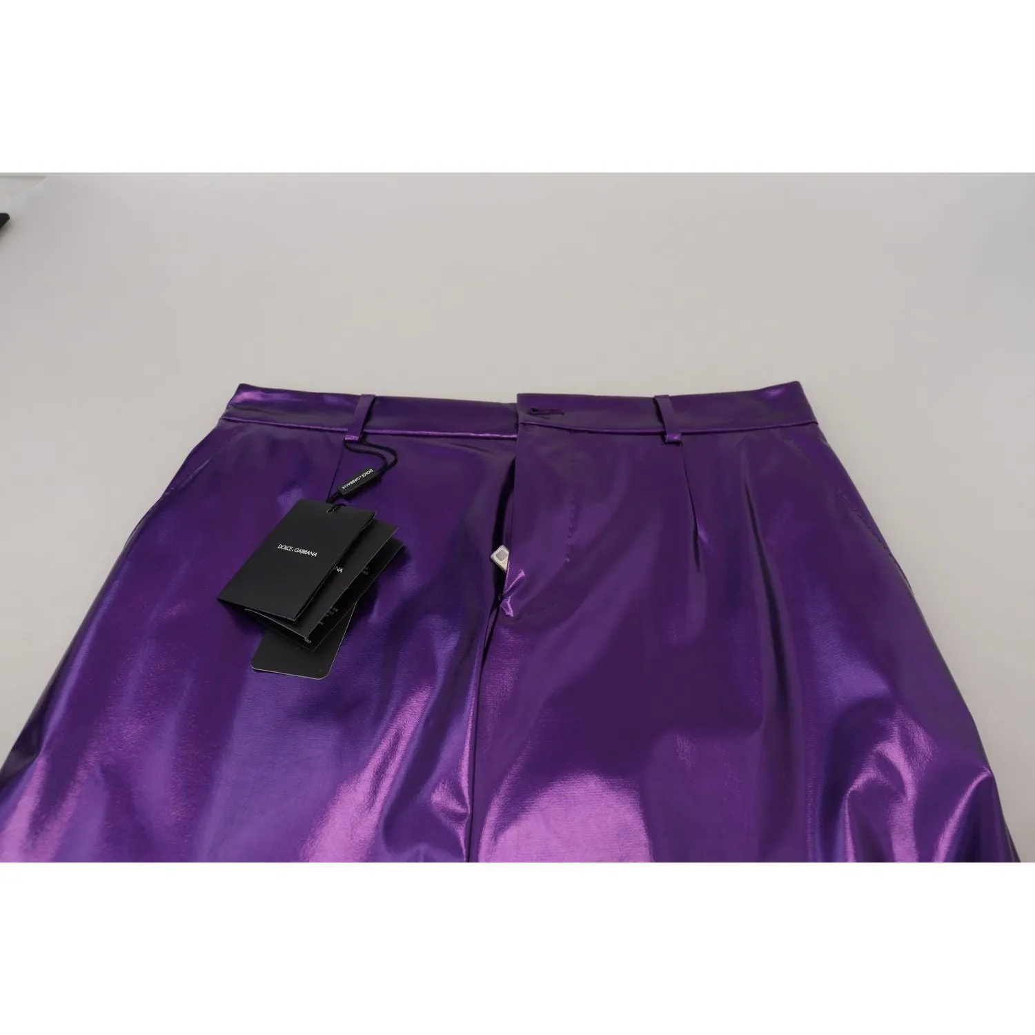 Dolce & Gabbana Elegant Shining Purple Straight Fit Pants