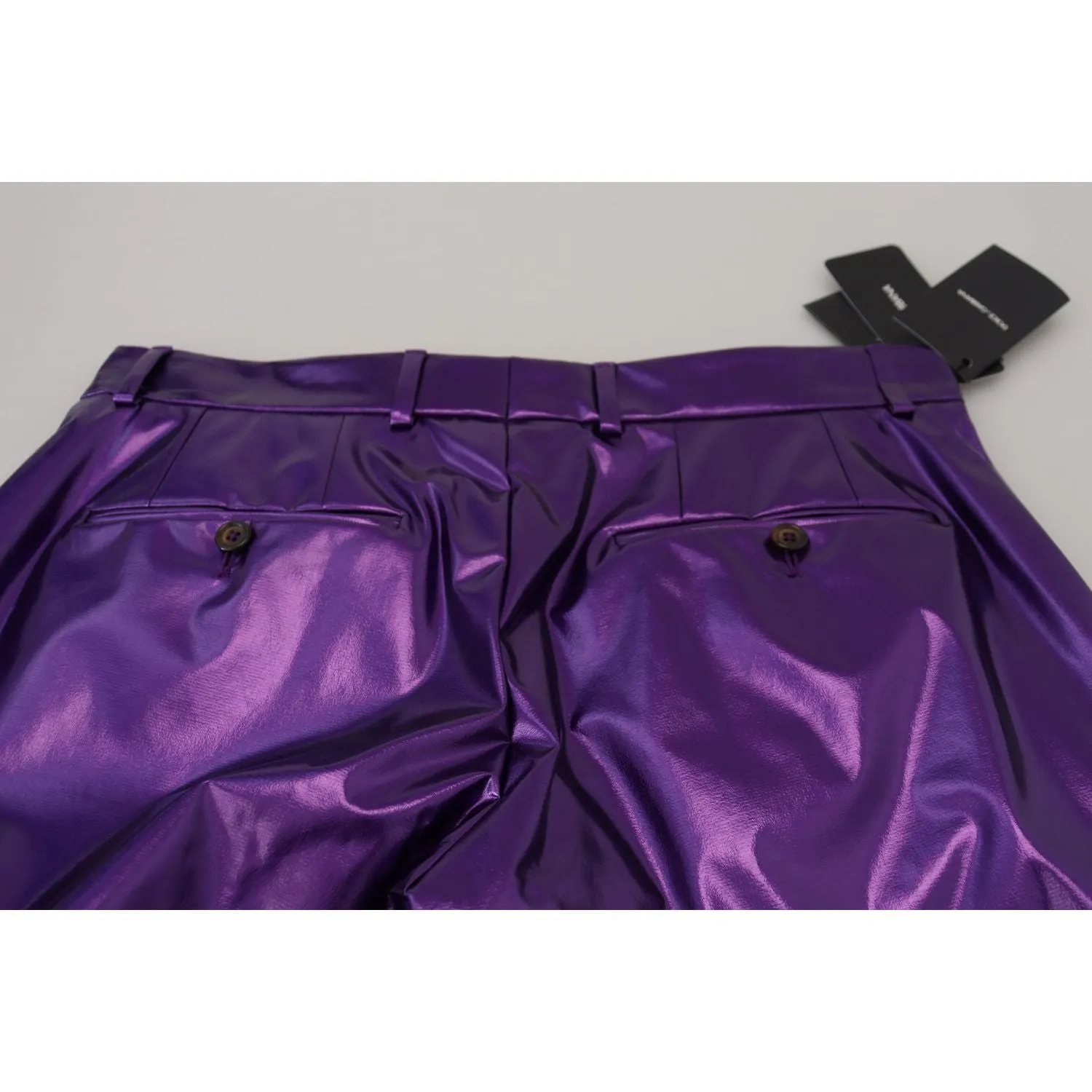 Dolce & Gabbana Elegant Shining Purple Straight Fit Pants