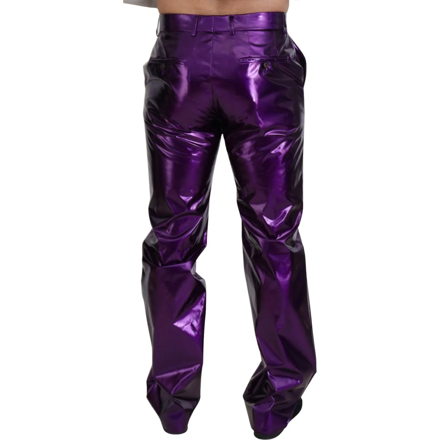 Dolce & Gabbana Elegant Shining Purple Straight Fit Pants