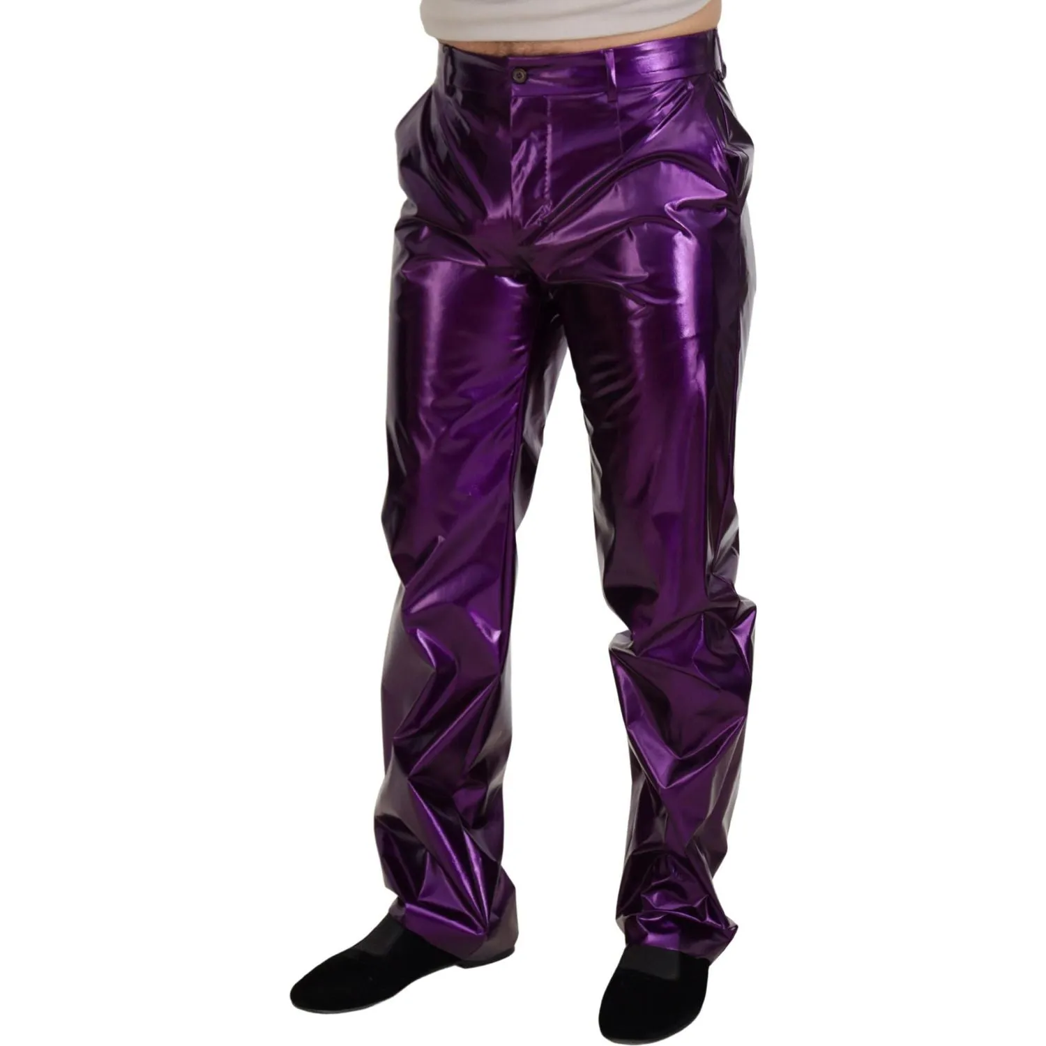 Dolce & Gabbana Elegant Shining Purple Straight Fit Pants