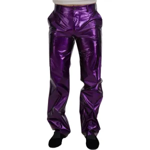 Dolce & Gabbana Elegant Shining Purple Straight Fit Pants