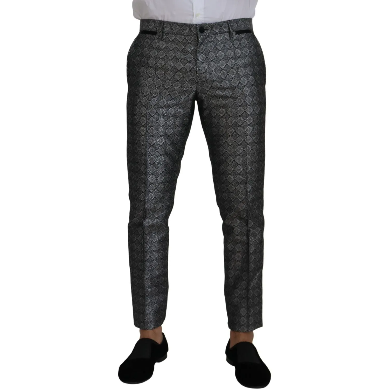 Dolce & Gabbana Elegant Silver Patterned Slim Fit Suit