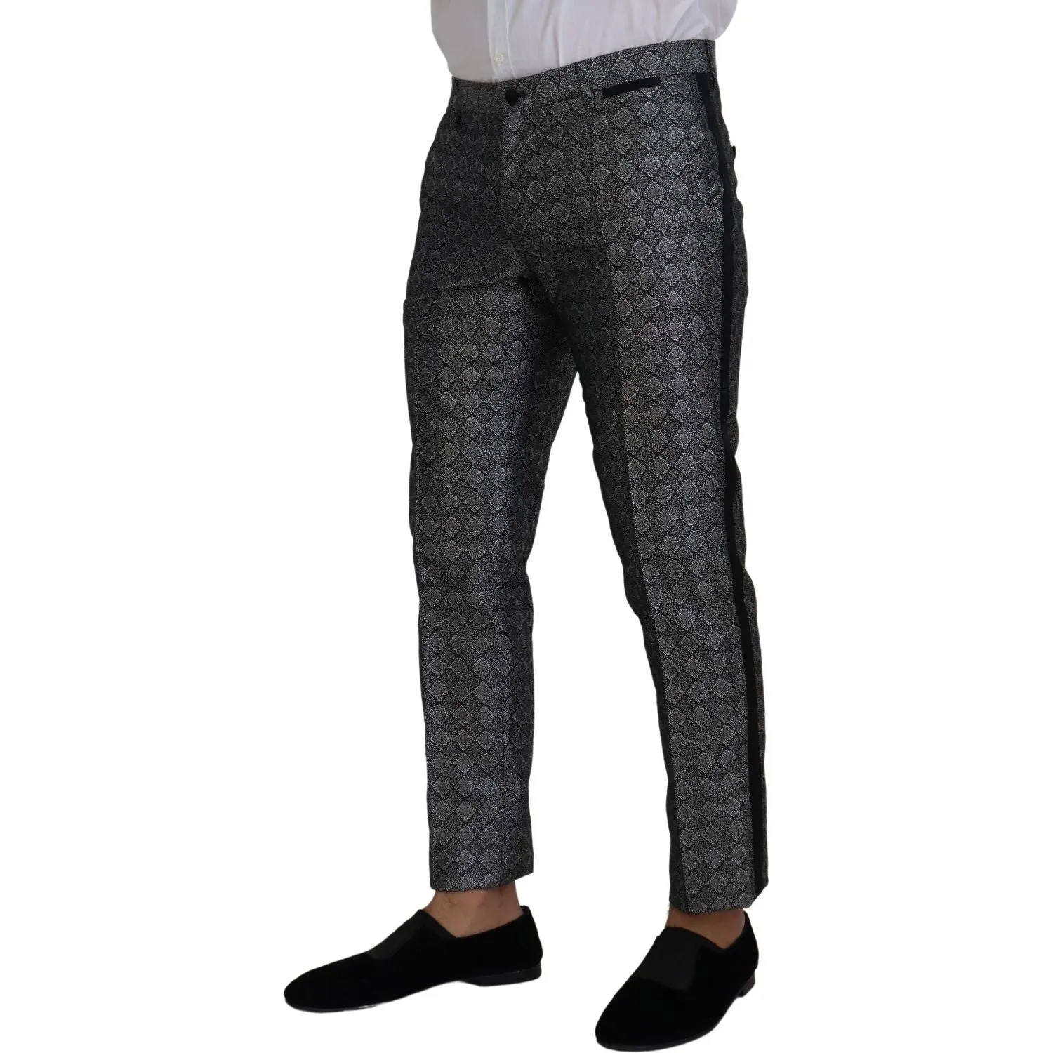 Dolce & Gabbana Elegant Silver Patterned Slim Fit Suit