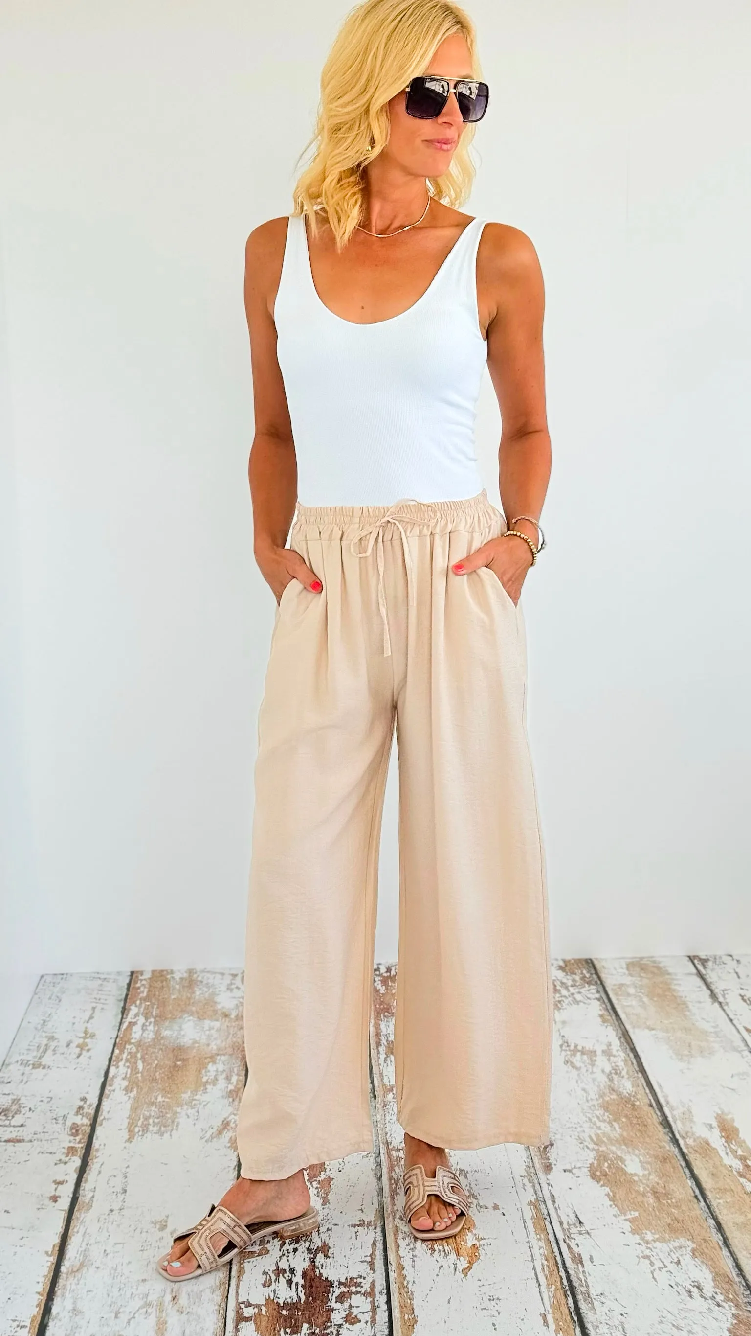 Easy Wear Italian Palazzos - Beige