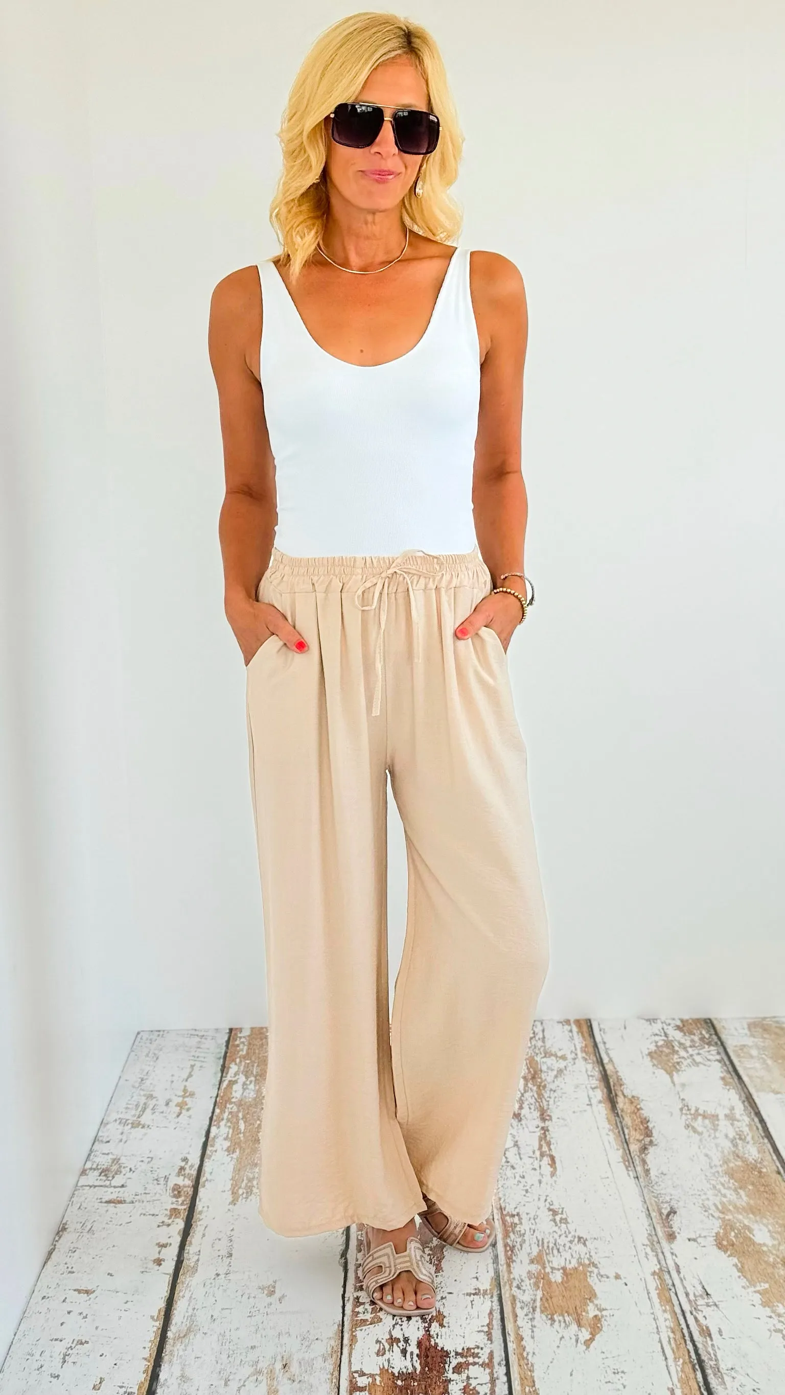 Easy Wear Italian Palazzos - Beige