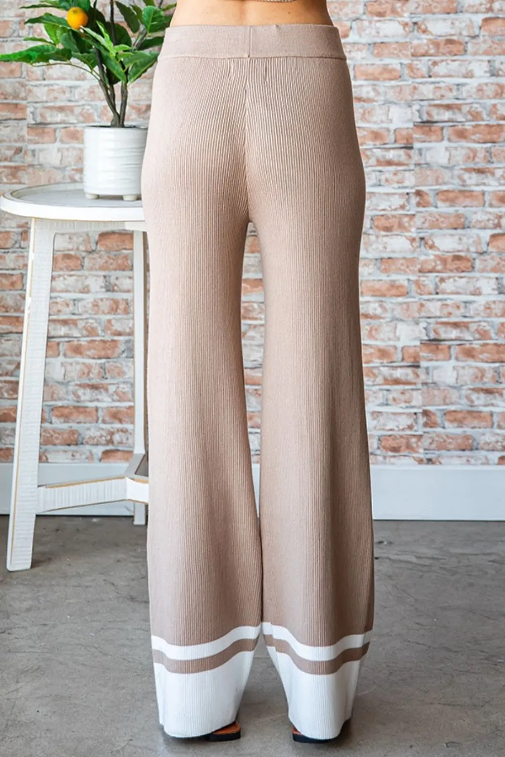 First Love Contrast Ribbed Knit Pants 2-5 Day Shipping