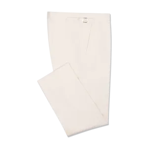 Flat Front Trouser in Natural Canvas