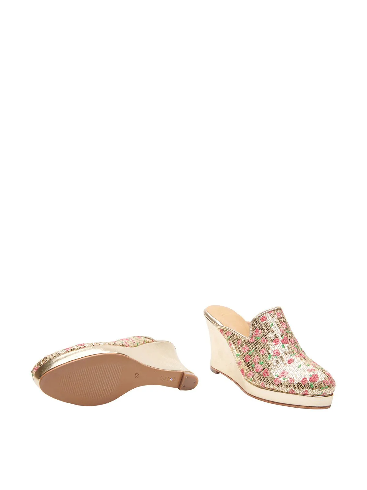 Floral Sequinned Babouche Platforms