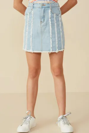 Frayed Seam Denim Skirt