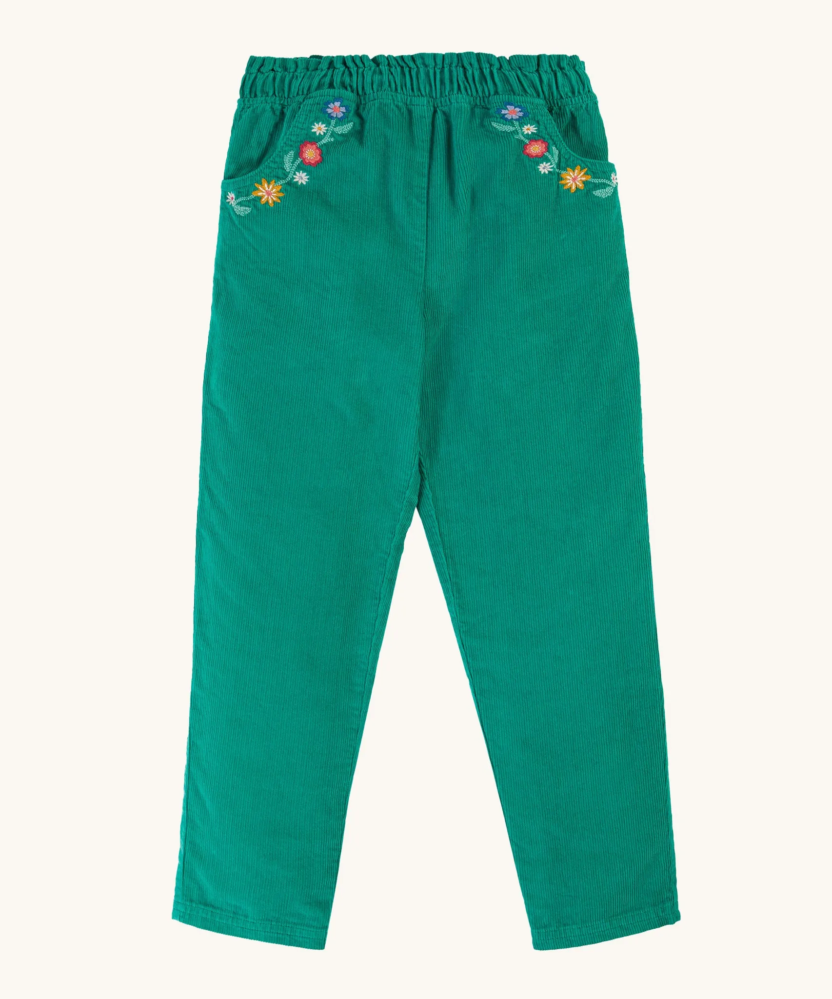 Frugi Paperbag Cord Trousers - Iguana/Flowers