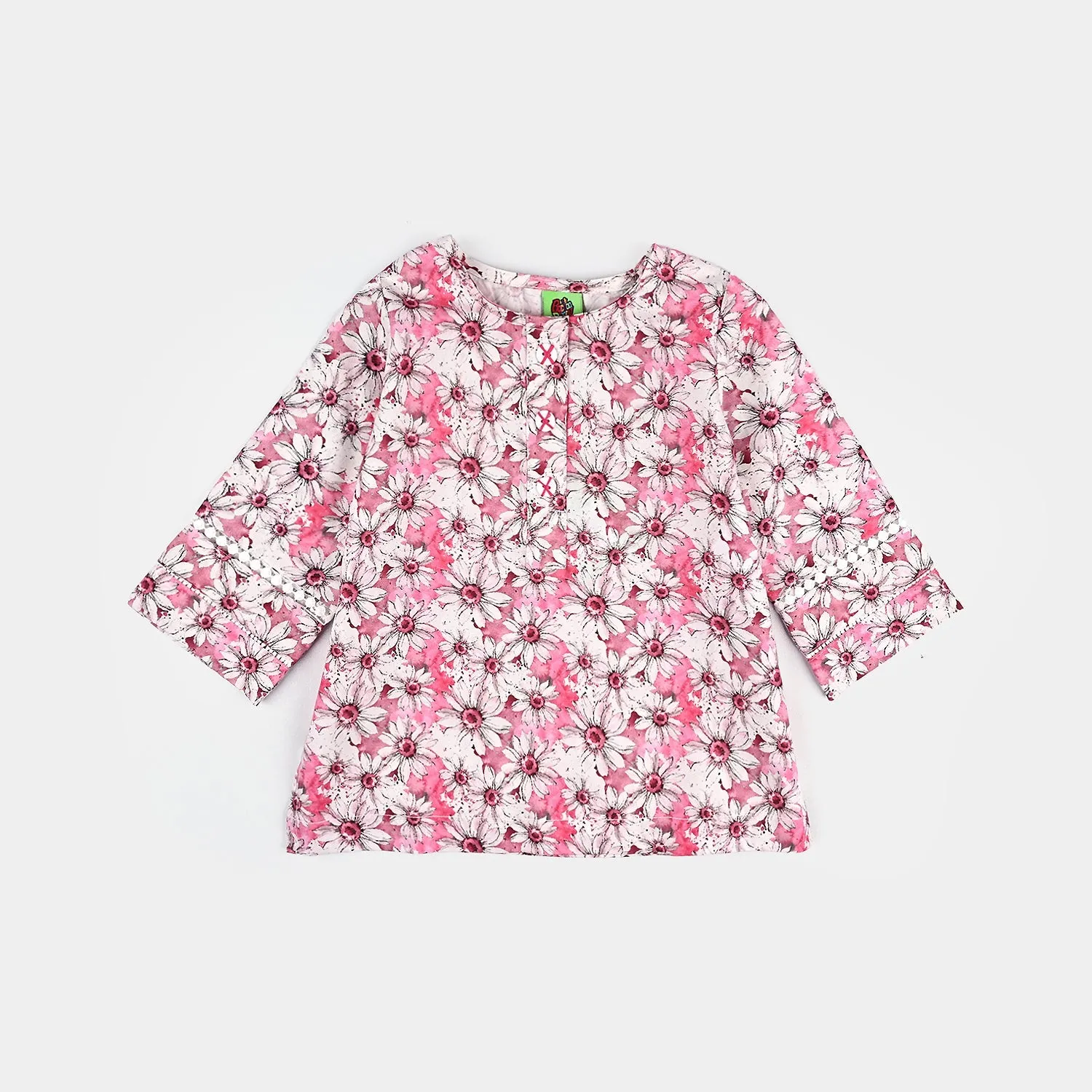 Girls Cotton Poplin Printed 2 Pcs Blossom-Multi