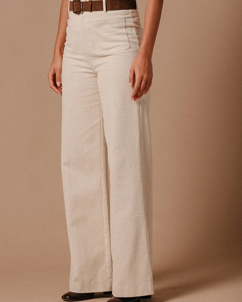 Grace & Mila Layton Ecru wide leg cord trousers