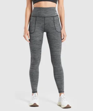 Gymshark Fleece Lined Pocket Leggings - Black/Pitch Grey