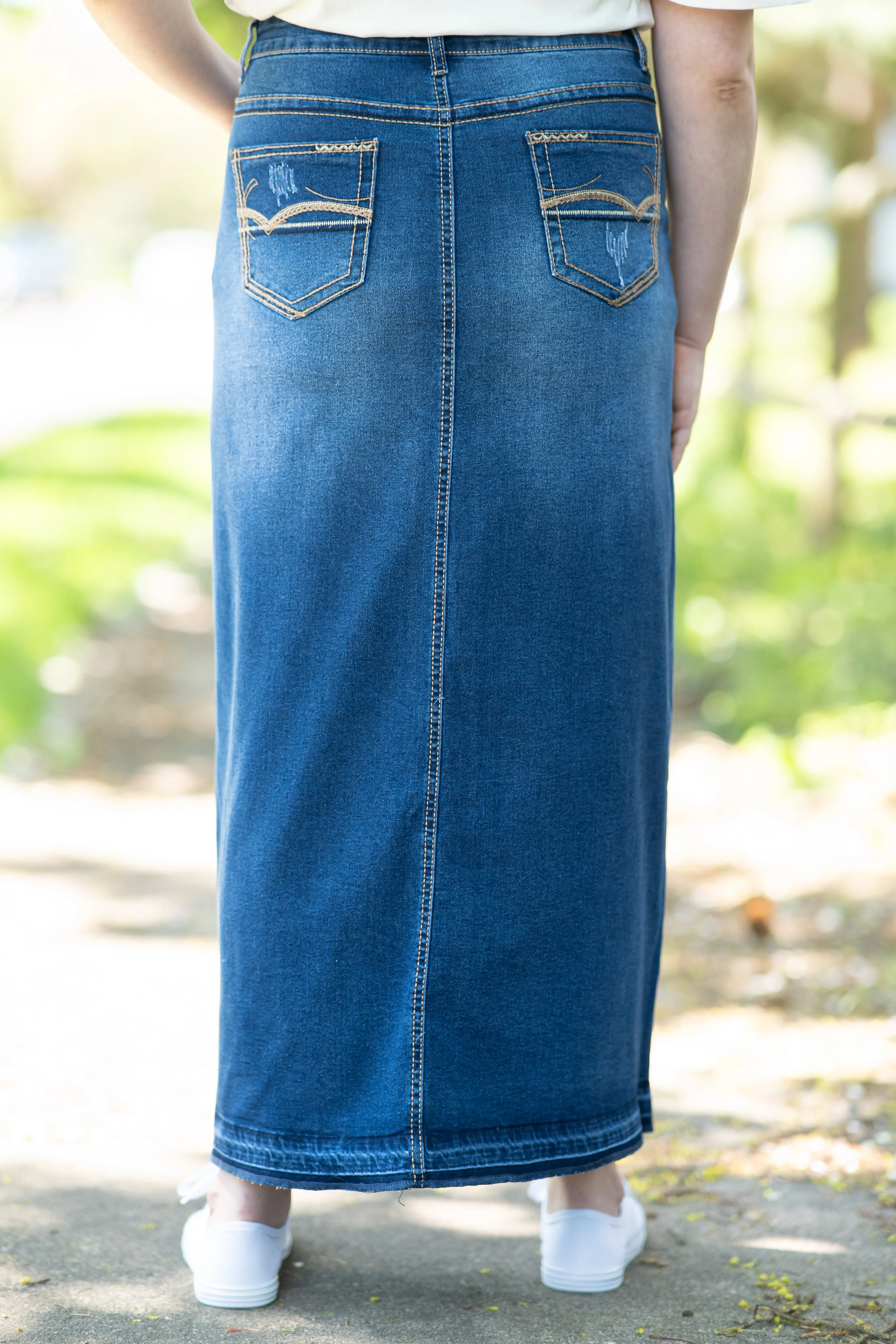 Hannah Indigo Wash Denim Skirt