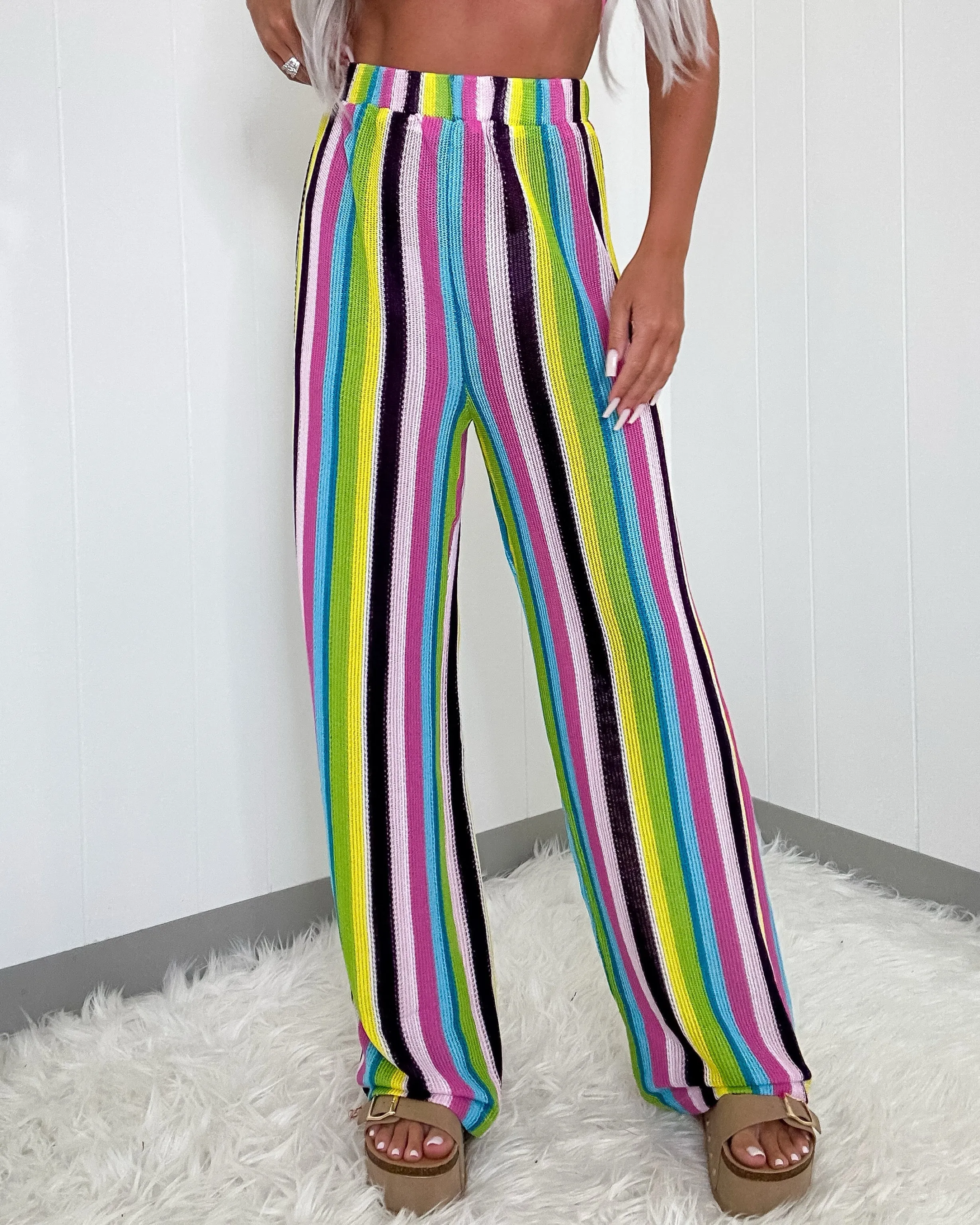 Island Vibes Stripe Knit Pants - Multi