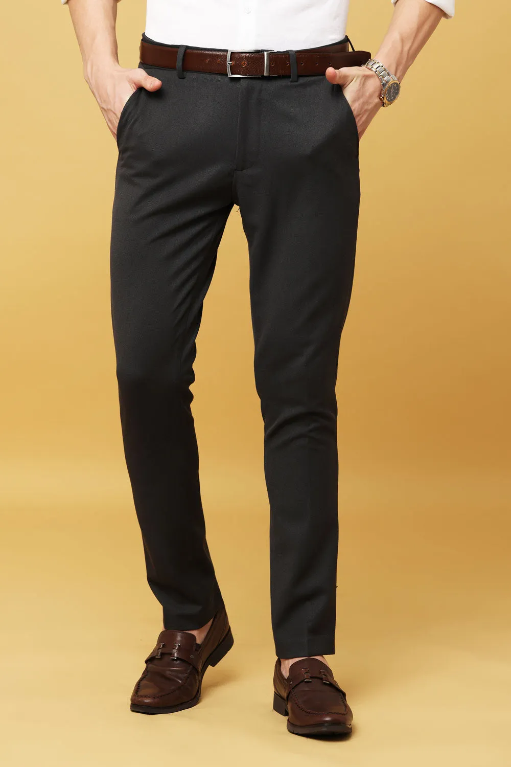 Ivyn Elegant Pearl Black Formal Trousers