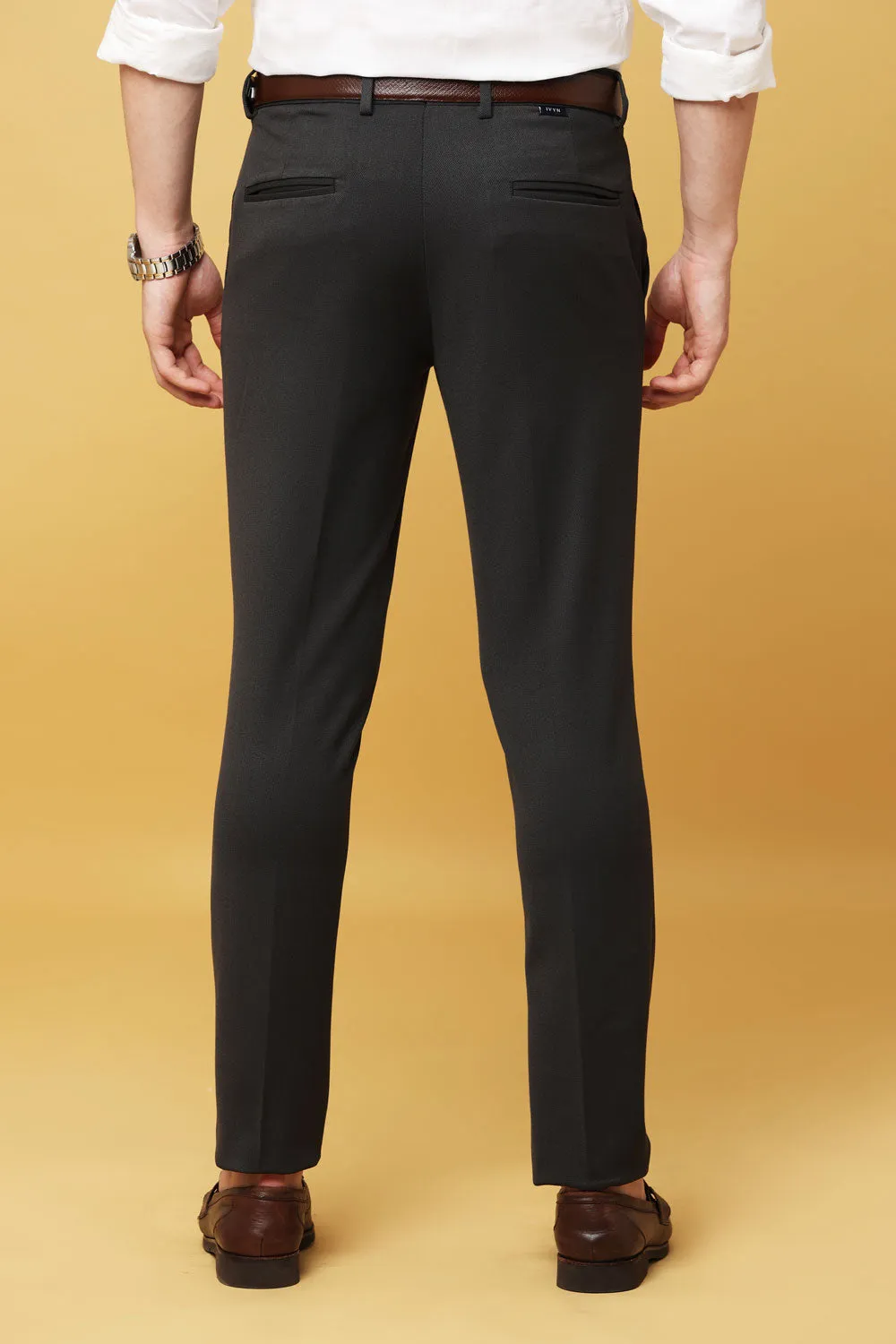 Ivyn Elegant Pearl Black Formal Trousers