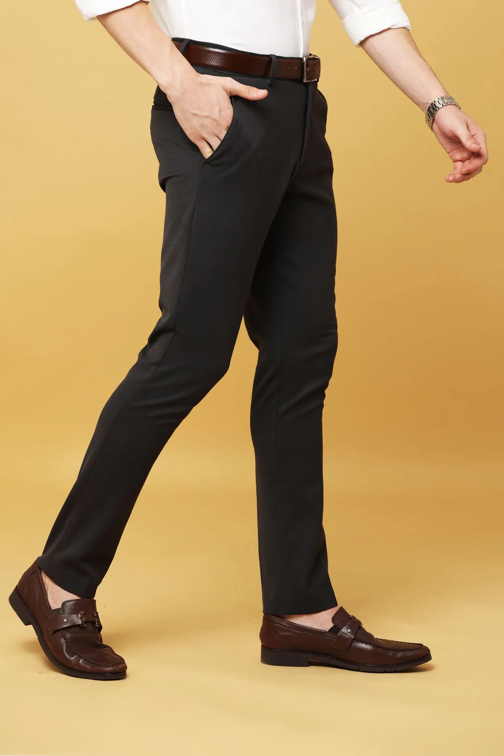 Ivyn Elegant Pearl Black Formal Trousers