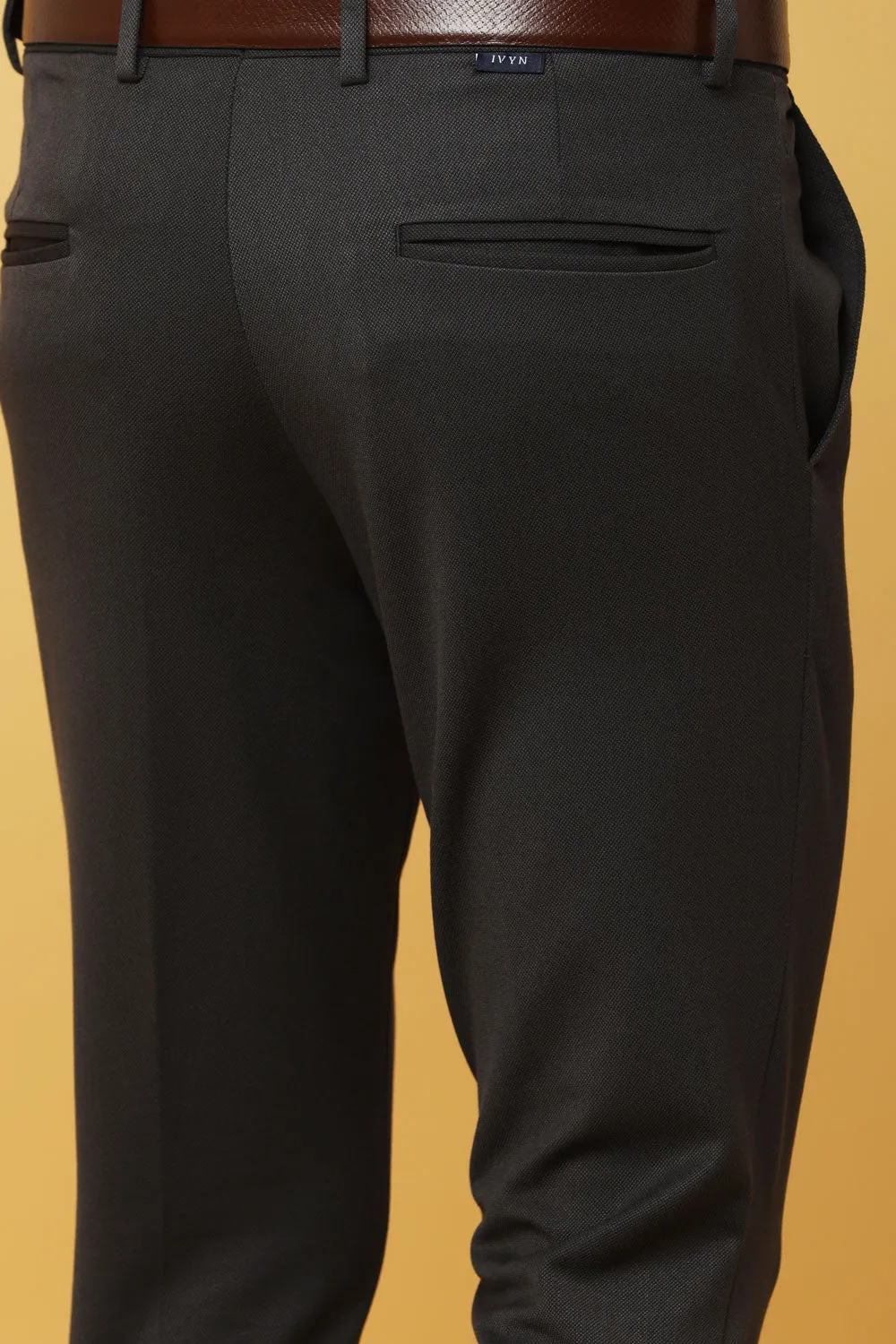 Ivyn Elegant Pearl Black Formal Trousers