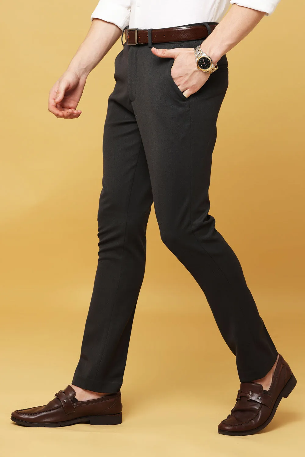 Ivyn Elegant Pearl Black Formal Trousers