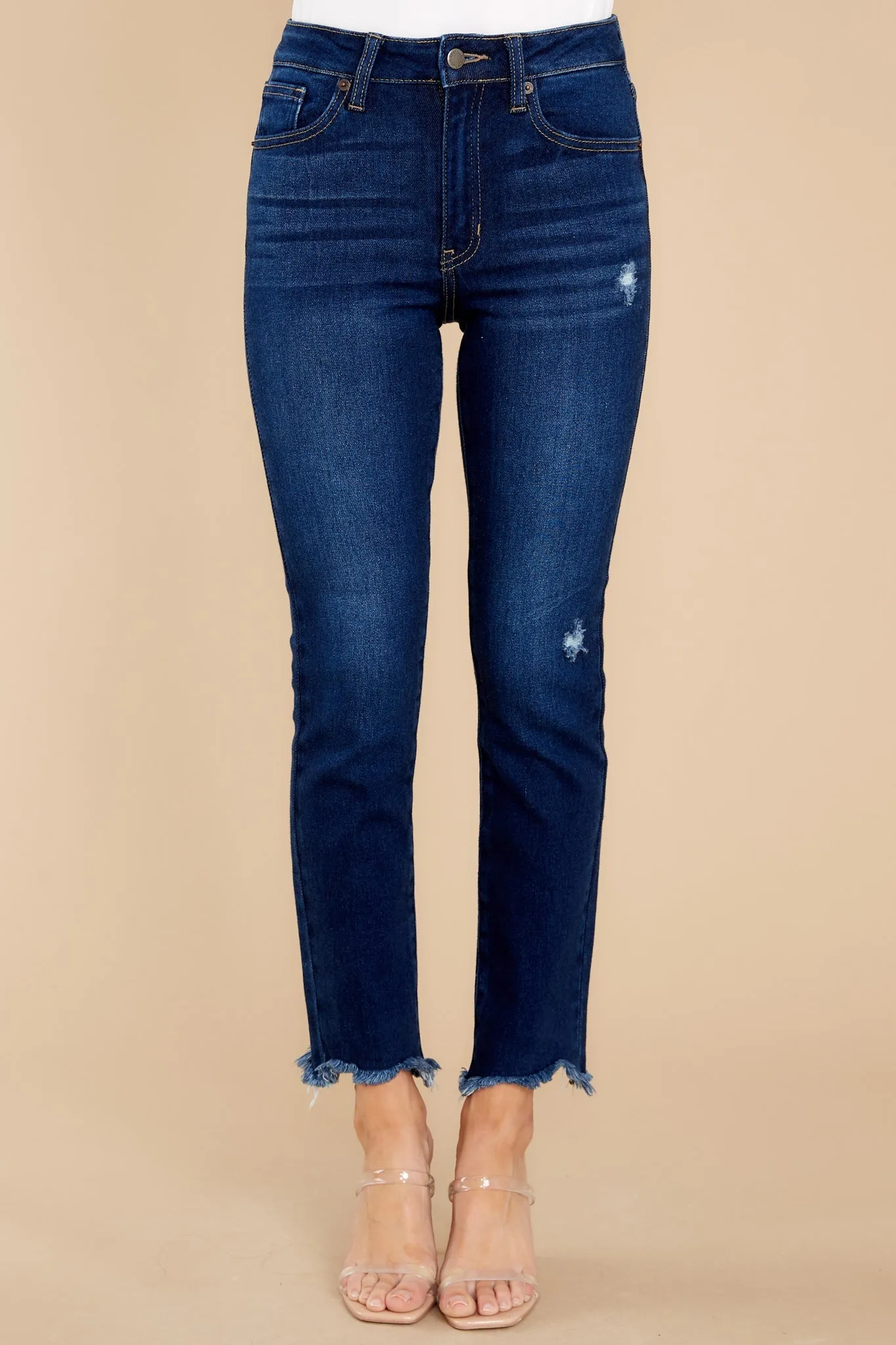 Just The Right Time Dark Wash Distressed Jeans