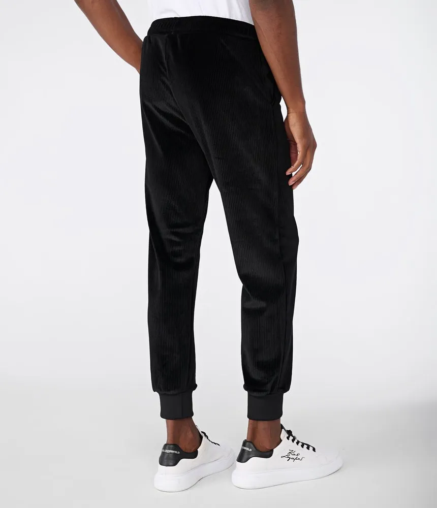 Karl Lagerfeld Velvet Track Pants, Black