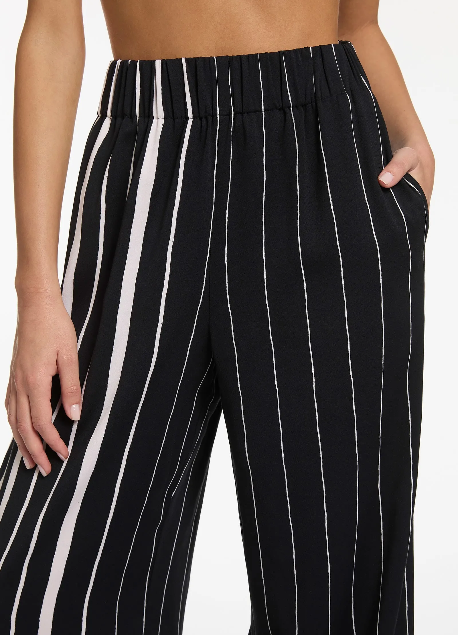 Lunar Stripe Relaxed Pant - Black/Chalk