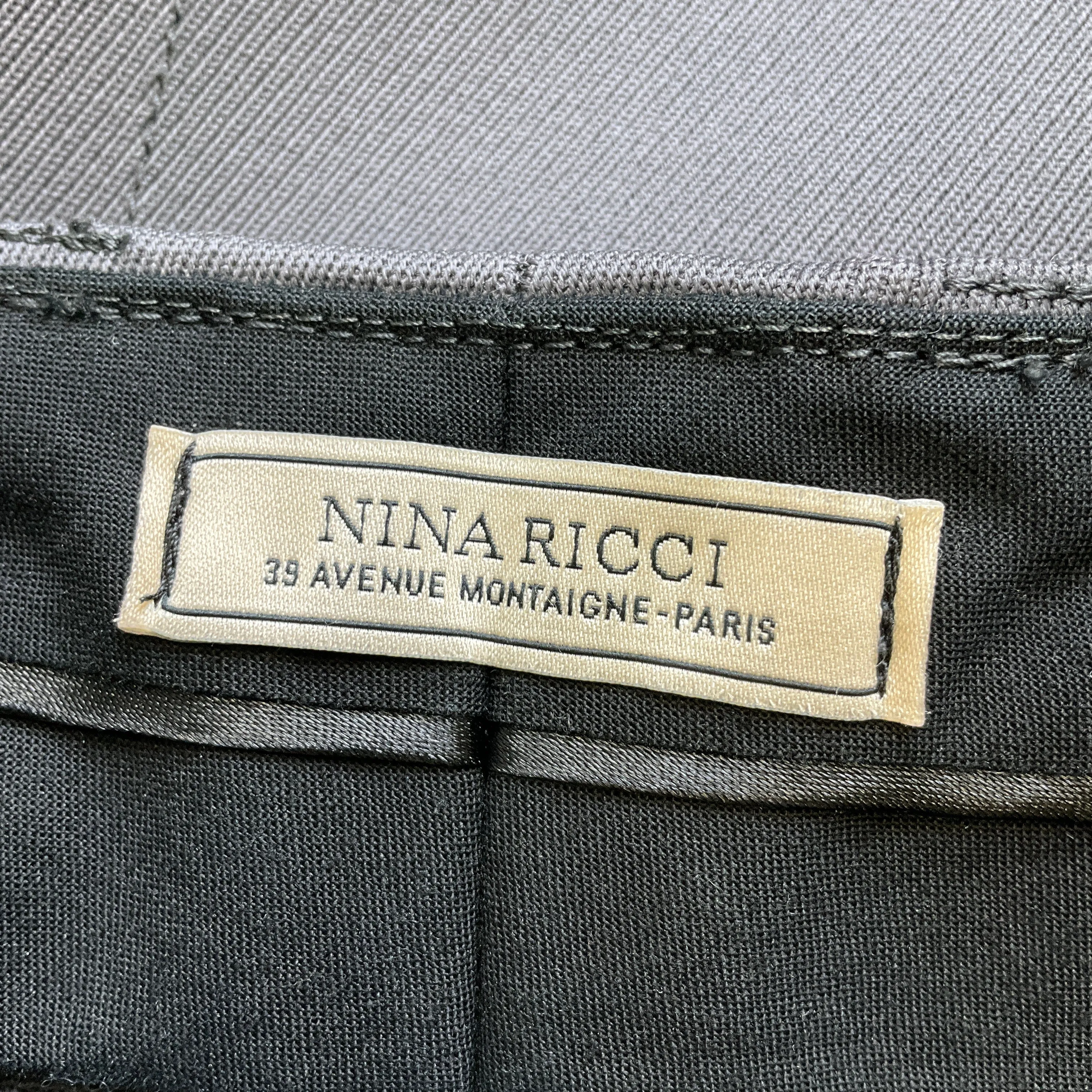 Nina Ricci Slate Grey Front Slit Wool Midi Skirt