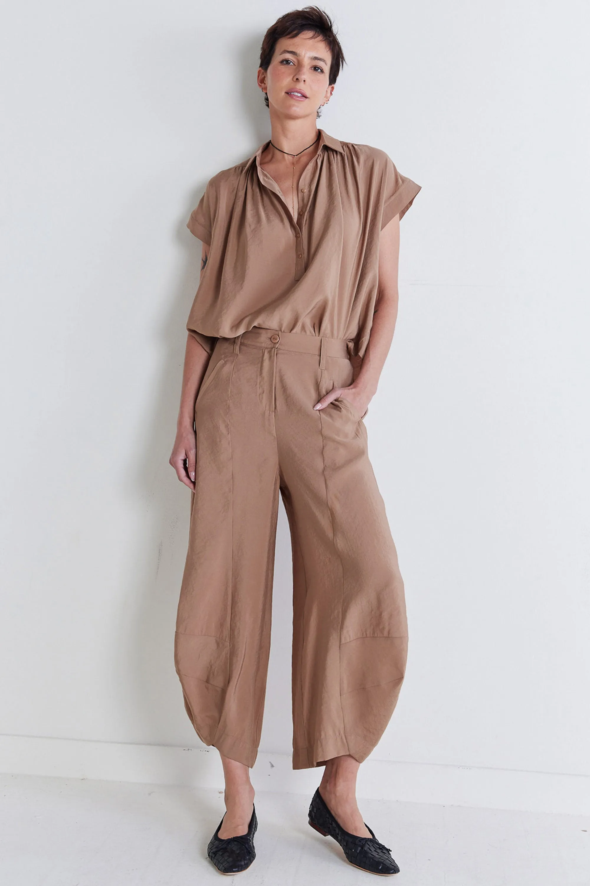 Not Your Average Wide Leg Light Poplin Pants