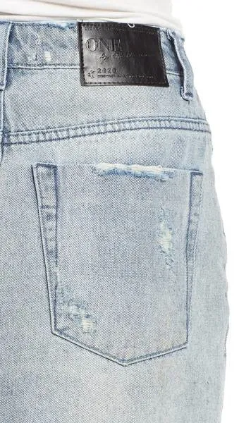 One Teaspoon 2020 High Waist Denim Mini Skirt Blue Storm