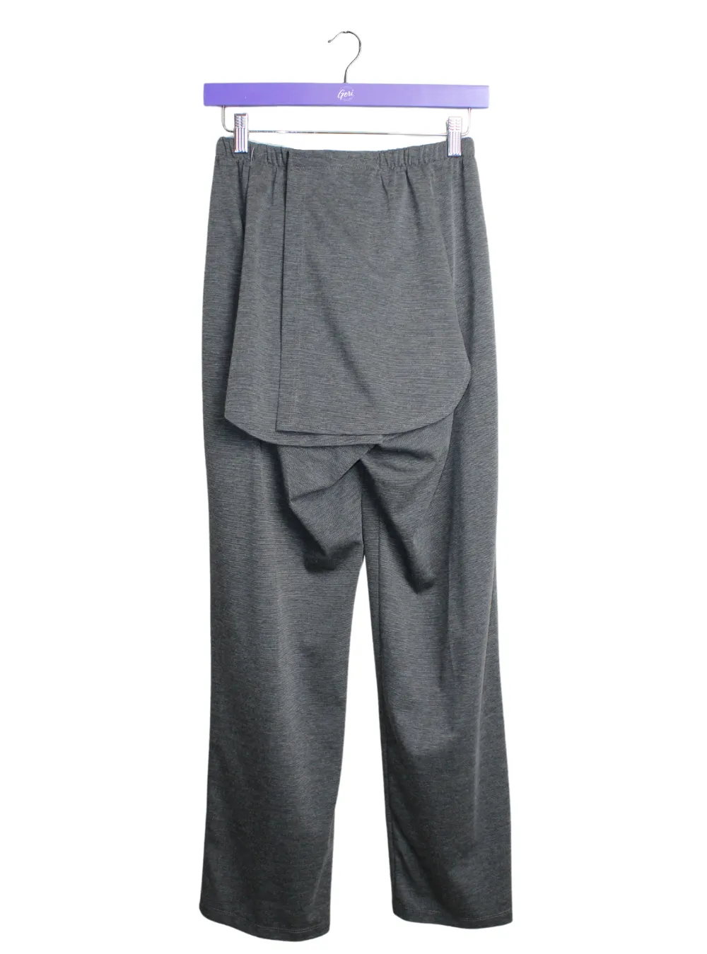 Petite Length - Adaptive Ladies' Cozy Knit Open Back Pants - Dark Grey