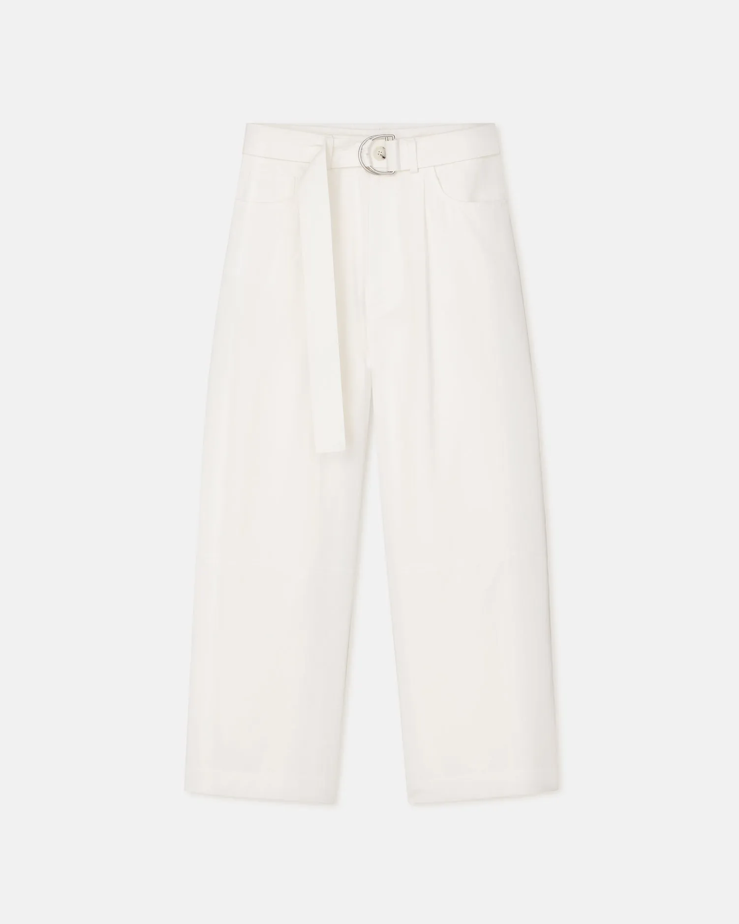 Radia - Belted Twill Pants - White