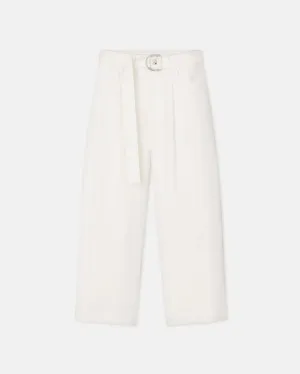 Radia - Belted Twill Pants - White