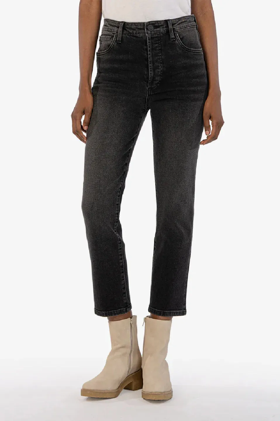 Rosa High Rise Crop Straight Leg Jeans